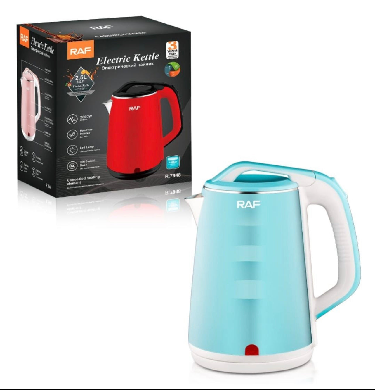 Automatic Electric Kettle 2.5 Liter R.7948 – 2000W with 360° Cordless Power Base